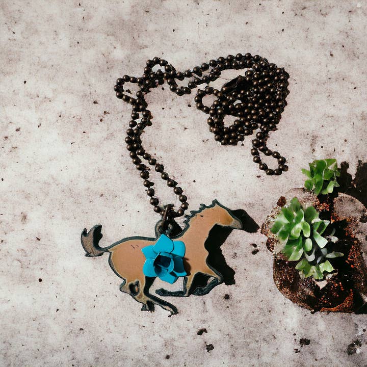 Horse Necklace jewelry Western Farm impulse 3D Flower Ranch for wholesale by Whimsies