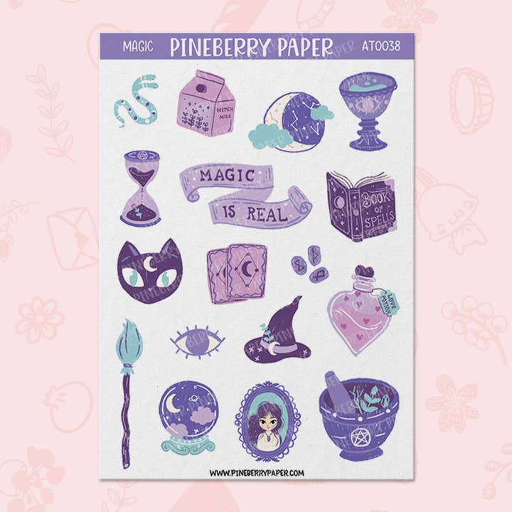 Purple Magic Sticker Sheet for wholesale by Pineberry Paper