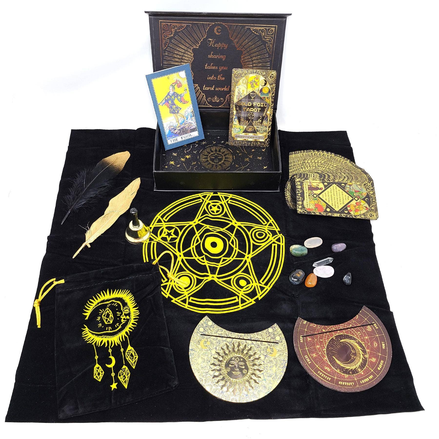 GREENROOTS USA LLC - Wholesale Tarot Cards - Rider-Waite Black Gold Foil Tarot Card Box Gift Set1