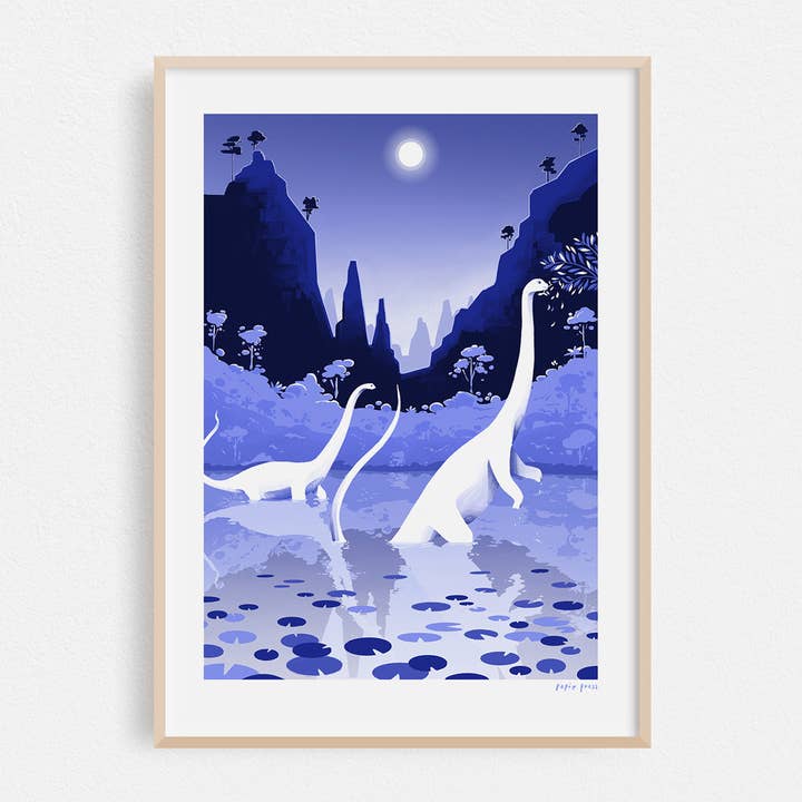 Wandering Diplodocus Artists Print Wall Art for wholesale by Papio Press