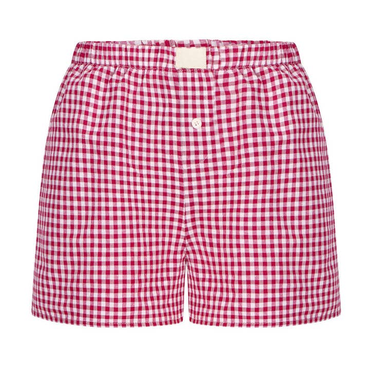 Rosa Clothing - Wholesale Shorts - Women's - Everywhere Gingham Elastic waist Pull-On Boxer Shorts3