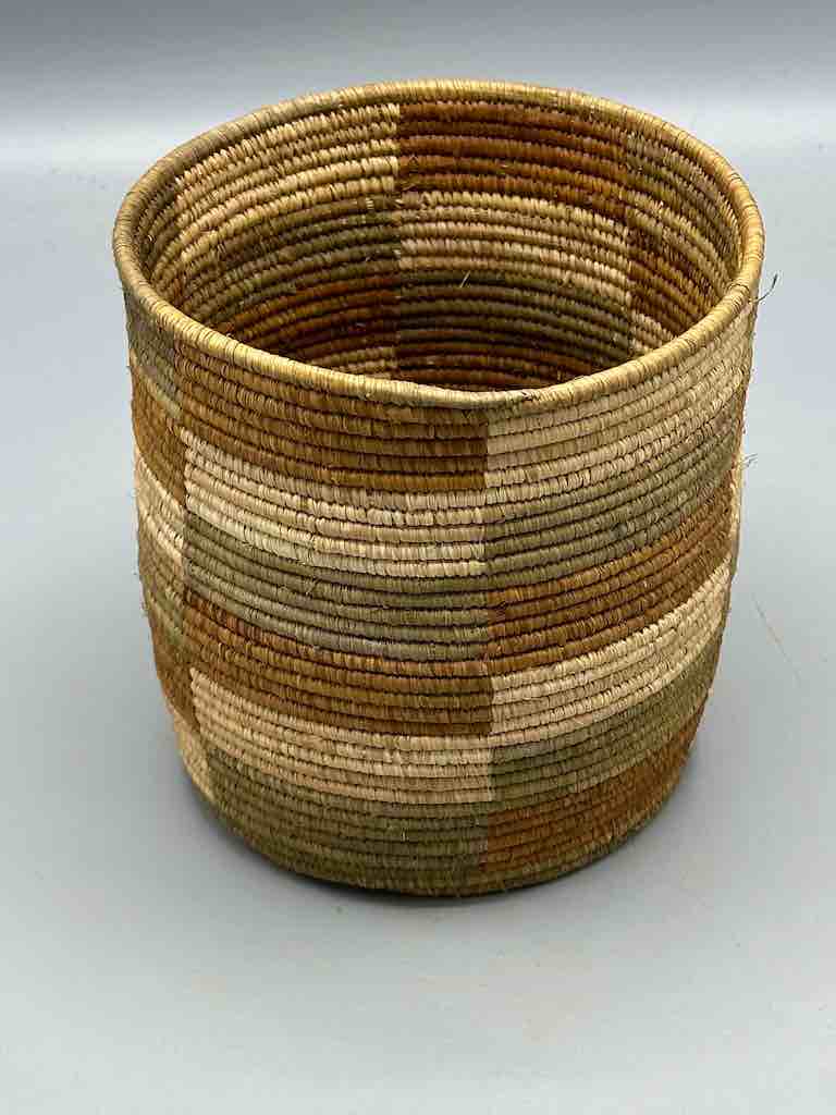 The Niger Bend - Wholesale Basket - Earth tone checkerboard cylinder tightest weave Batwa basket7