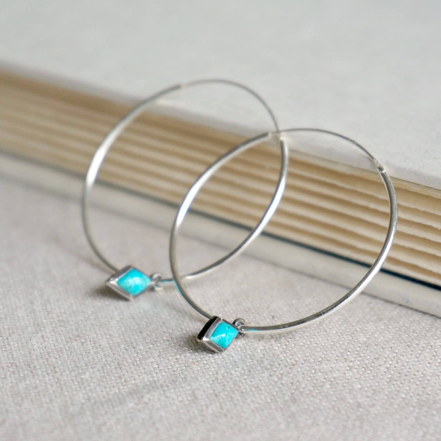 Sowell Jewelry - Wholesale Hoop Earrings - Dir Turquoise Hoops