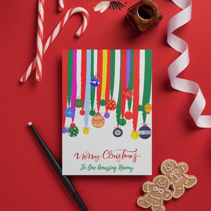 Christmas Ribbons & Ornaments for wholesale by The Nanny Cards