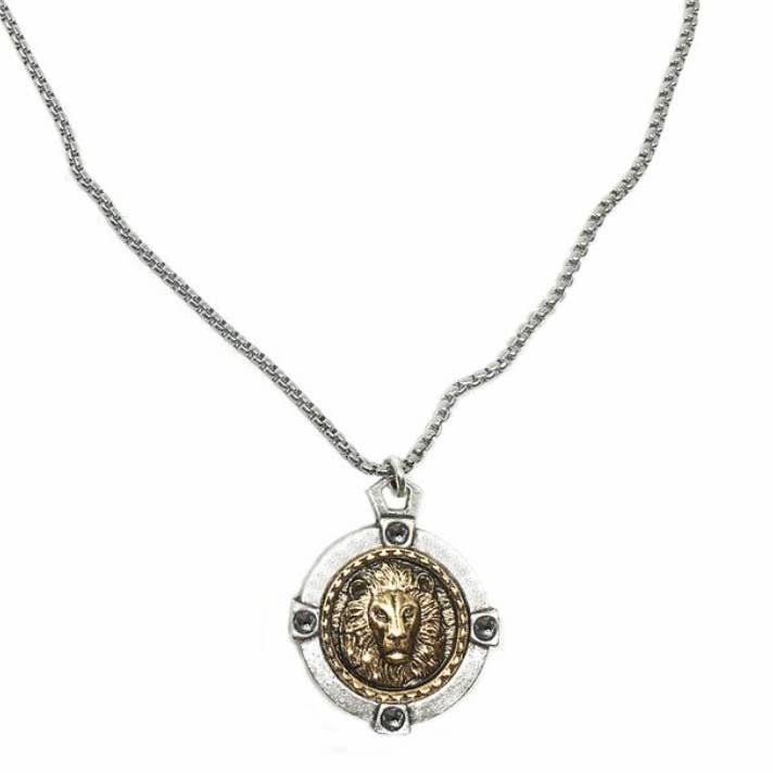 Intrépide løve mønt i ædelsten indehaveren halskæde for engroshandel hos B.BéNI® Christian & Jewish Jewelry
