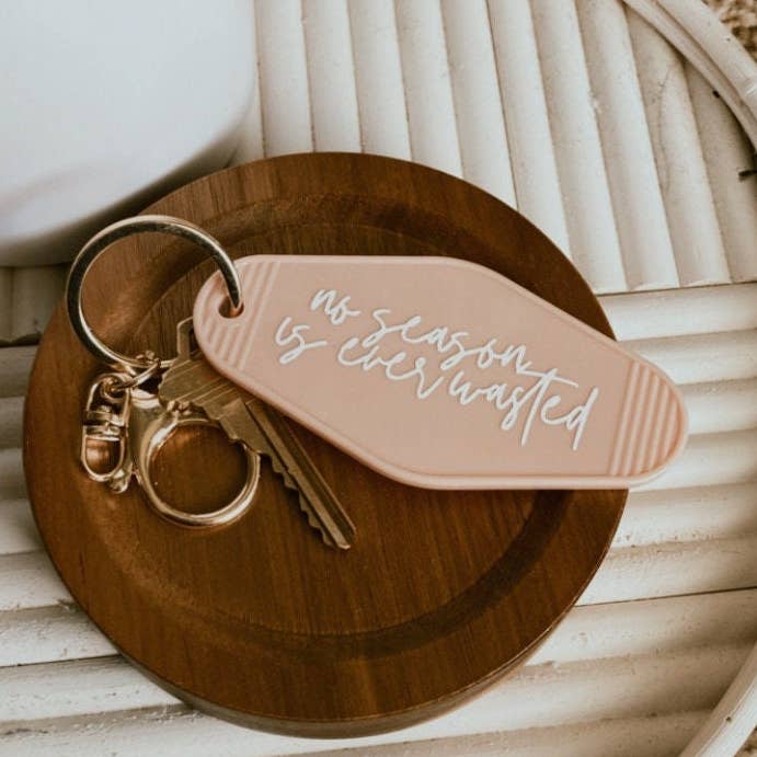 No Season is Ever Wasted Motel Keychain for wholesale by Hello Honey Designs Co