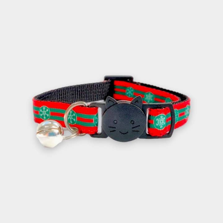 Christmas Kitten Collar - Red with Stripe & Snowflakes för wholesale av Zacal Cat Collars