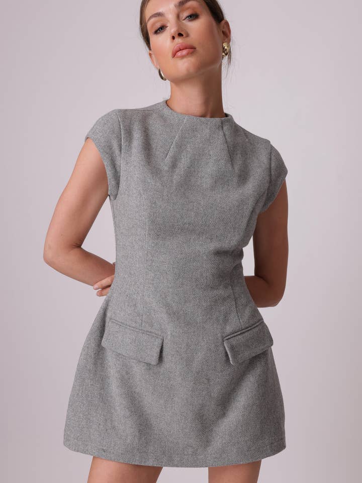 GREY DAMSON MINI DRESS for wholesale on Faire4
