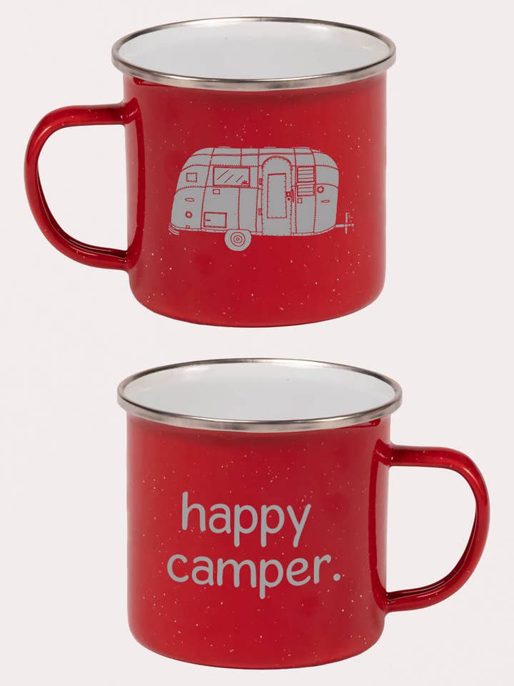 Happy Camper Enamel Camping Cup for wholesale by Soul Flower