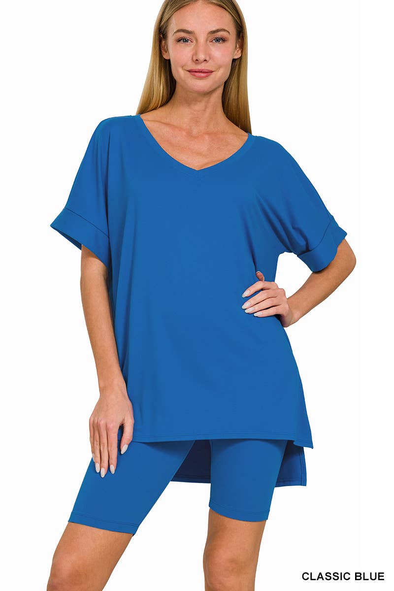 Vanilla Monkey - Wholesale Top & Short Set (NOT Loungewear) - Women's - Brushed Dty Microfiber V-neck Top And Biker Shorts13