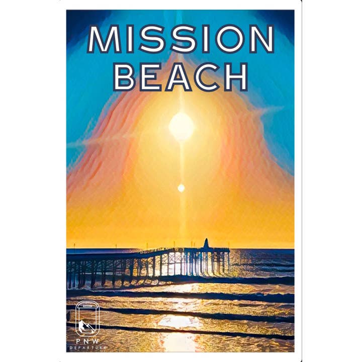 Mission Beach Pier Sticker for wholesale by PNW Departure