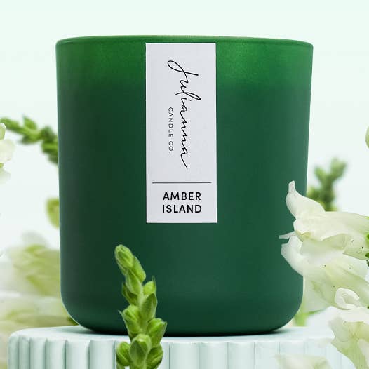 Amber Island | Palo Santo + Patchouli + Fresh Bergamot for wholesale by Julianna Candle Co.