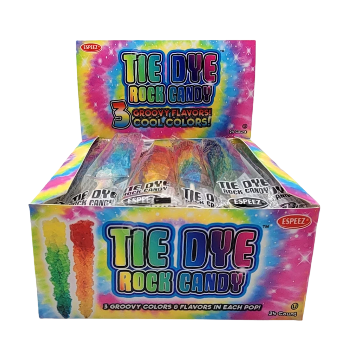 I Got Your Candy - Wholesale Boiled sweets - Espeez Tie Dye Rock Candy 24ct Display0