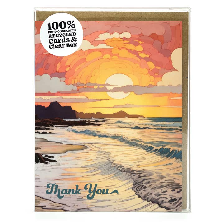 Scenic Sunrise – Boks Sæt Genbrugte Tak Kort for engroshandel hos Waterknot