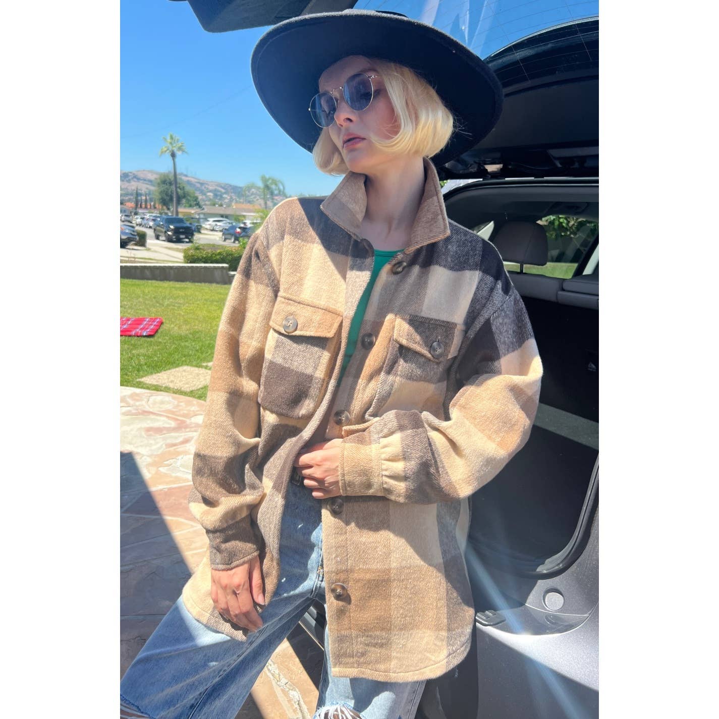 Mapcie – wholesale Jacket – Women's – PLAID SHACKET WITH POCKETS11