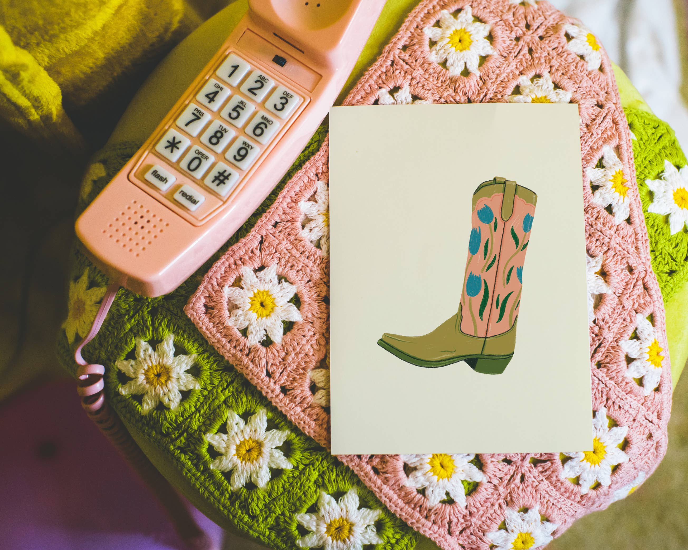 Artbaby & Co. - Wholesale Art Print - Western Floral Cowboy Boot Art Print2