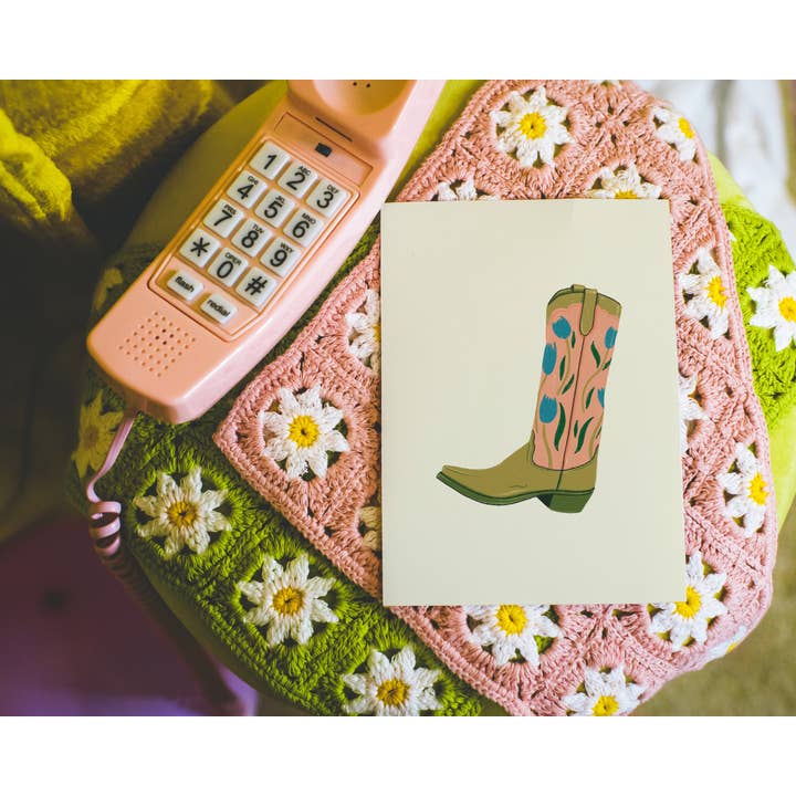 Artbaby & Co. - Wholesale Art Print - Western Floral Cowboy Boot Art Print2