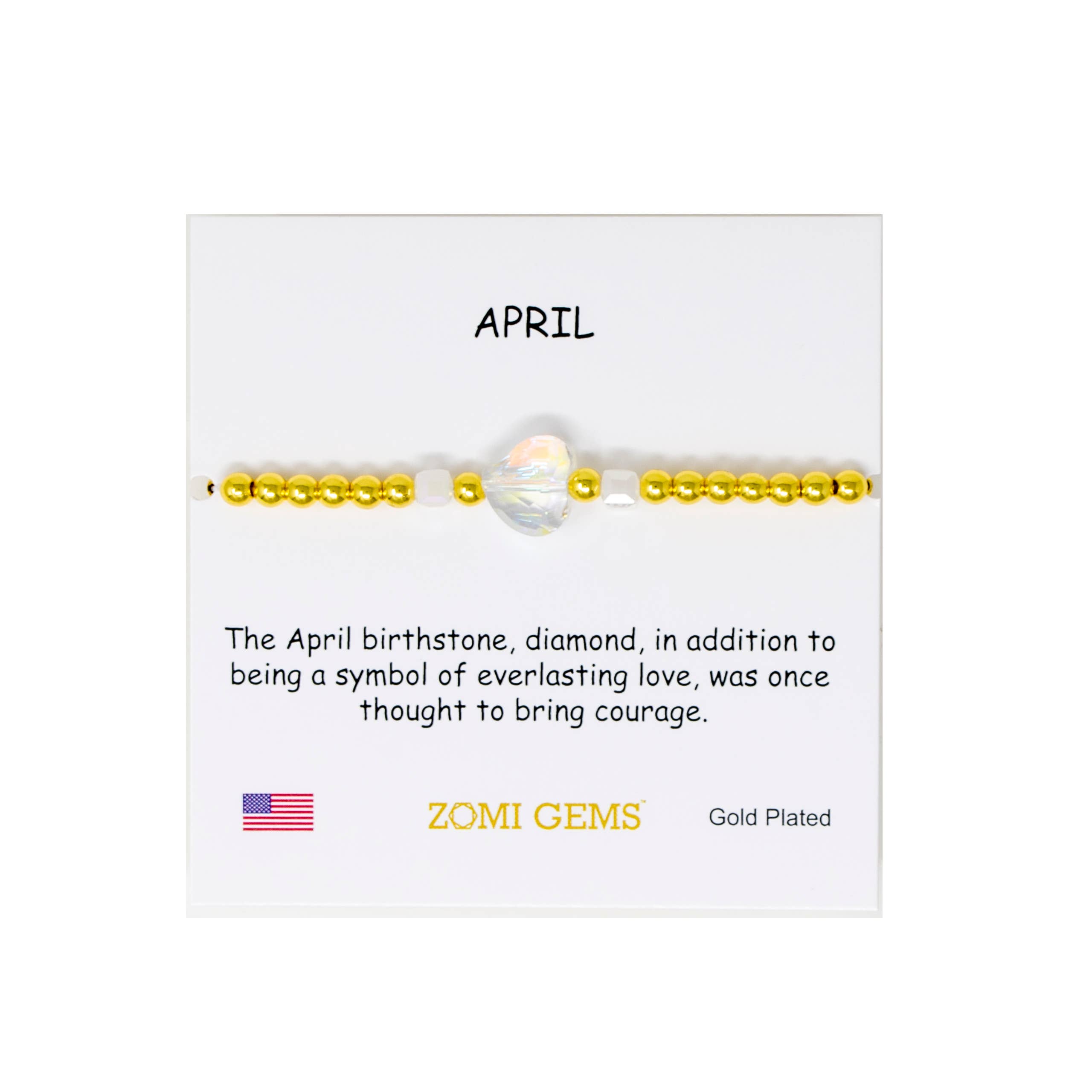 Tiny Treats and ZOMI GEMS - Wholesale Beaded Bracelet - Kids - Stretchy Gold Bead Heart Birthstone Bracelets for Kids6