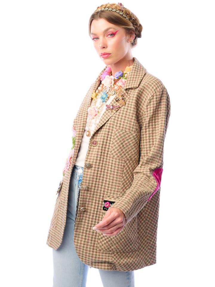 Aratta | Women's Fashion - Wholesale Blazer - Women's - Diana Beige Floral Blazer | Plaid Blazer | Flowery Jacket26