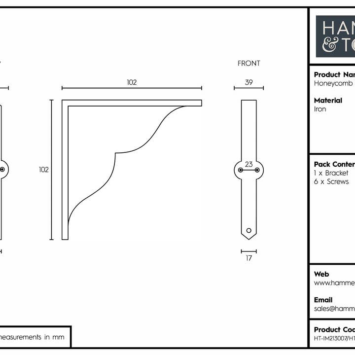 Rinkit Ltd ā wholesale Wall-mounted shelf ā Honeycomb Iron Shelf Bracket - D100mm8