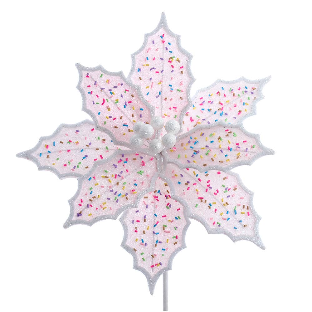 Kurt S. Adler, Inc. - Wholesale Christmas Decoration - 14"GLITTER SPRINKLS POINSETA PINK FRST0