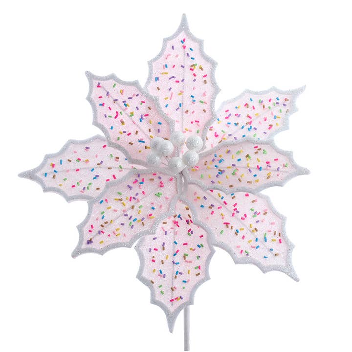 Kurt S. Adler, Inc. - Wholesale Christmas Decoration - 14"GLITTER SPRINKLS POINSETA PINK FRST