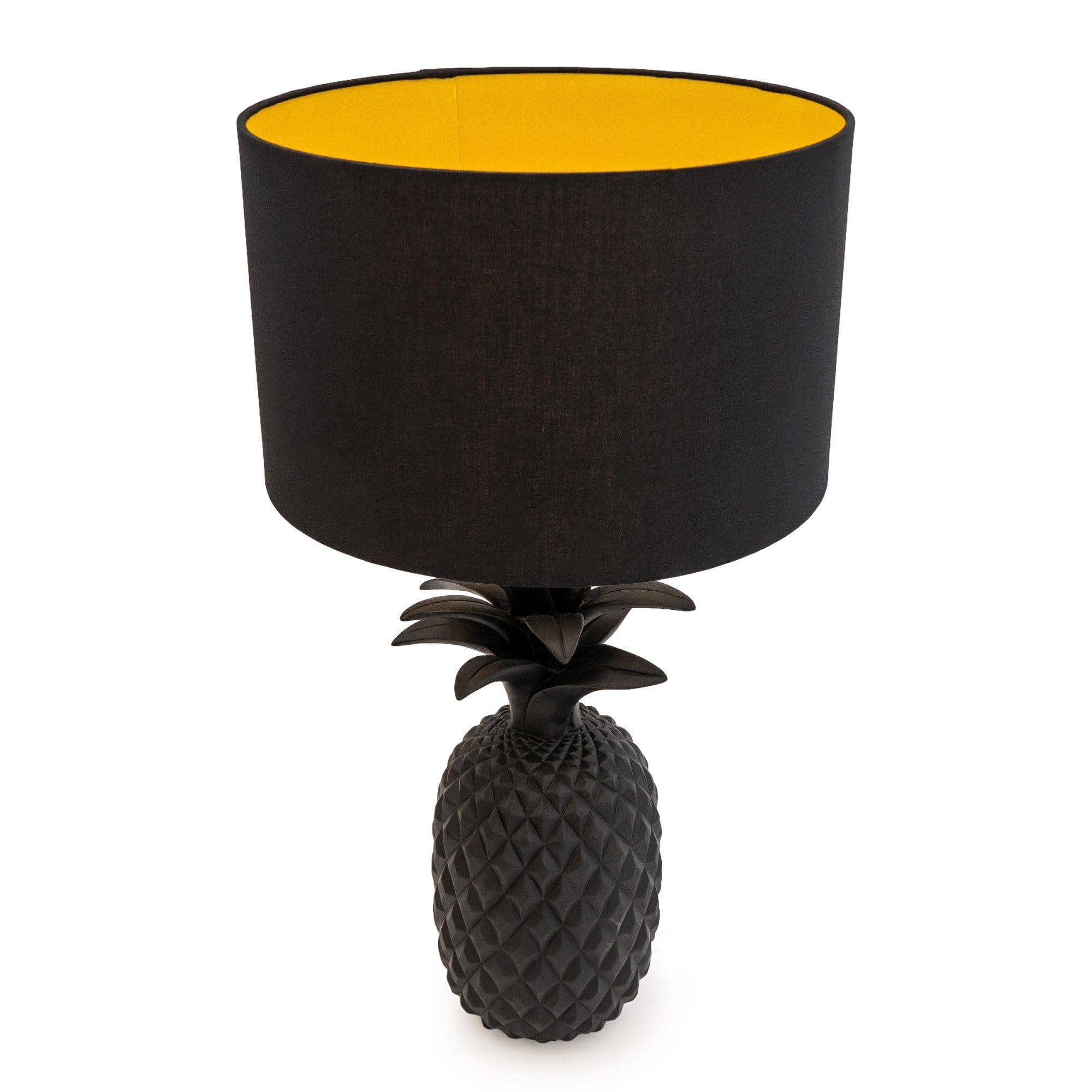 Candlelight Products Ltd – wholesale Accent/desk lamp – Black Pineapple Lamp with Black & Gold Shade 54.5cm 1PK2