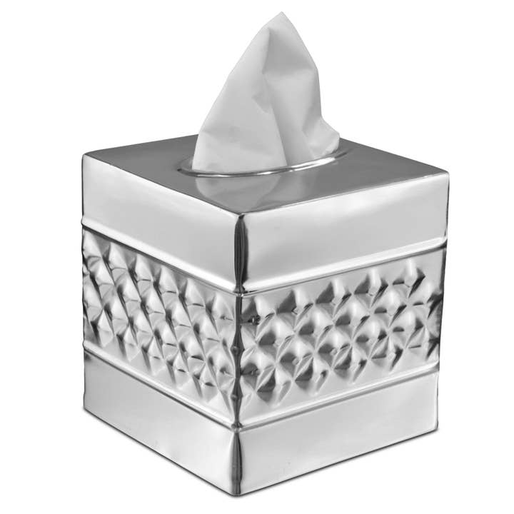 Handcrafted Geometric Metal Tissue Box Cover for wholesale by Monarch Abode