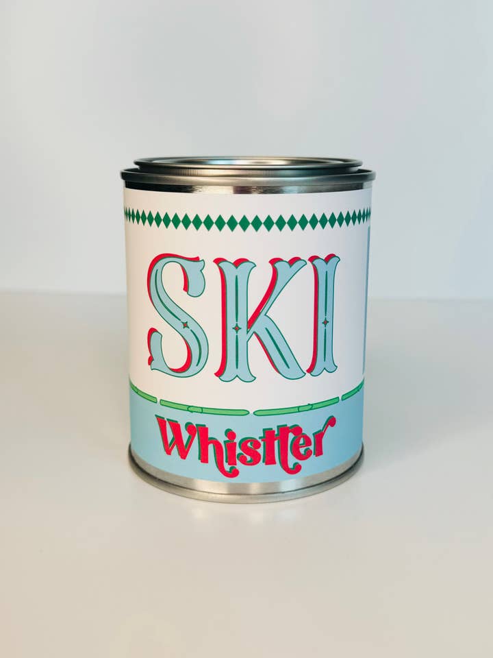 Ski Whistler Candle - Paint Tin Candle for wholesale by Rambling Caravan