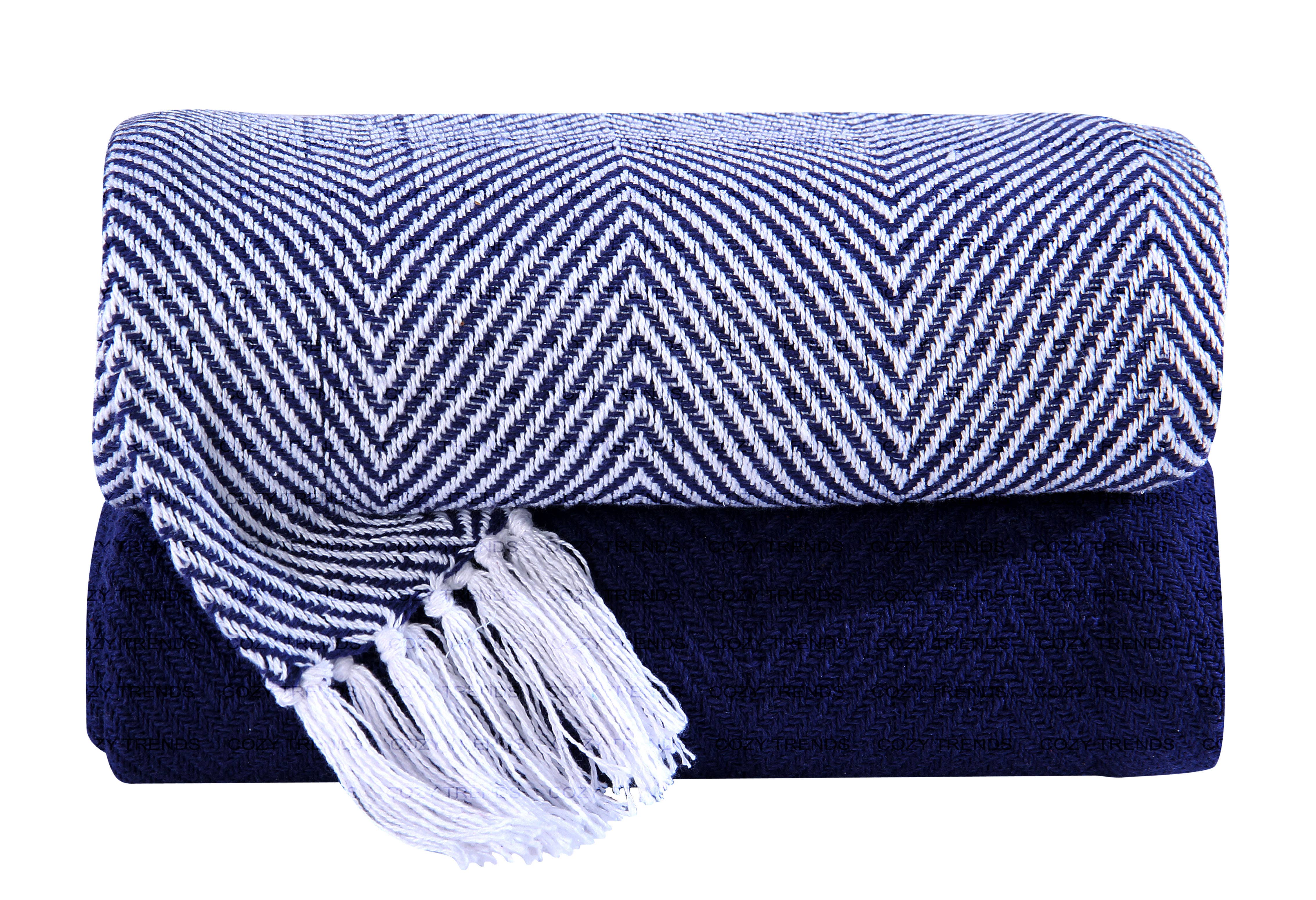 COZY HOMES COLLECTION - Wholesale Throw Blanket - Handwoven Cotton All Season Throw Blankets Chevron Set of 210