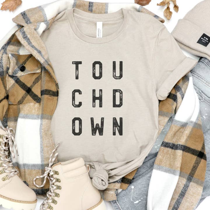 Trendznmore - Modern Graphic Apparel - Wholesale Screen Printed T-Shirt - Women's - Distressed Touchdown T-Shirt1