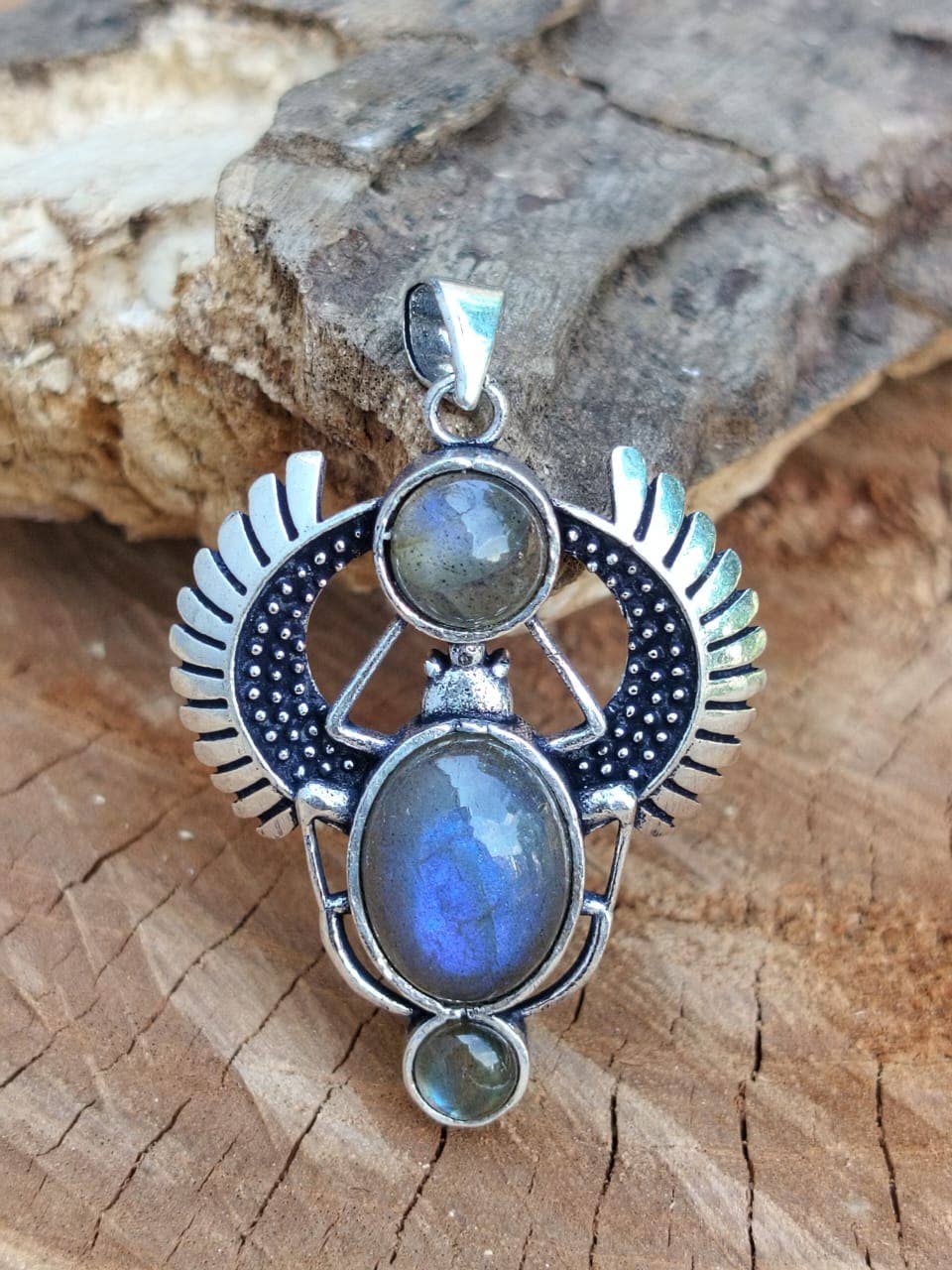 SILVER CAVE - Wholesale Individual Charm/Pendant - Natural Labradorite Stone A Spider Design For Brass Pendant5