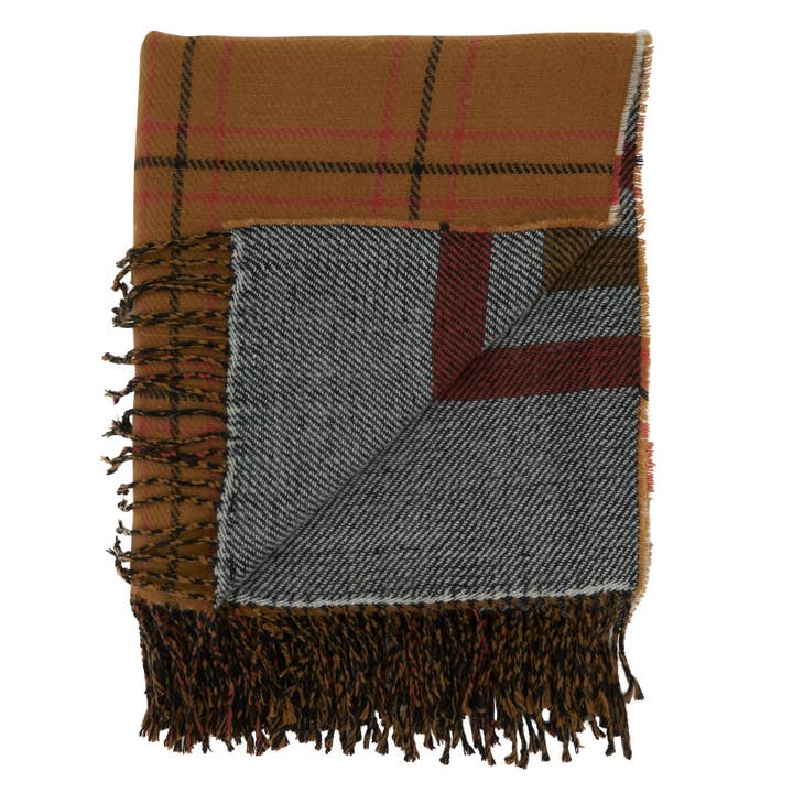 Rust Reversible Plaid Throw for wholesale on Faire