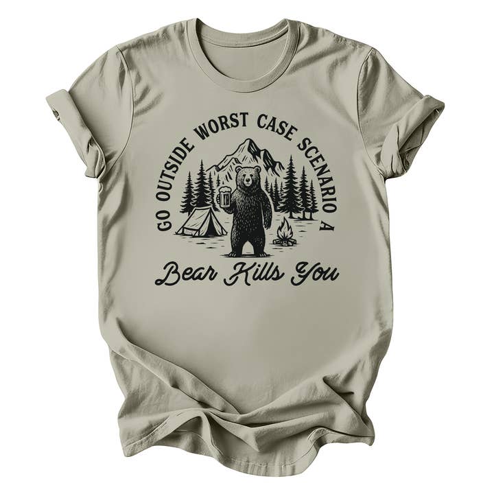 Alley & Rae - Wholesale Screen Printed T-Shirt - Women's - Go Outside Worst Case Scenario A Bear Kills You Tee