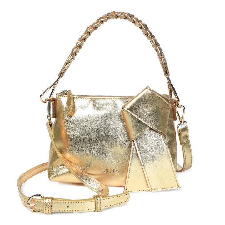 Pochette/sac à bandoulière INDIRA à nœud en or foncé pour la vente par bell&fox