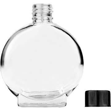 Best Bottles - Wholesale Essential Oil Holder - Clear Circle Glass Bottle with Short Plastic Cap - 15ml1
