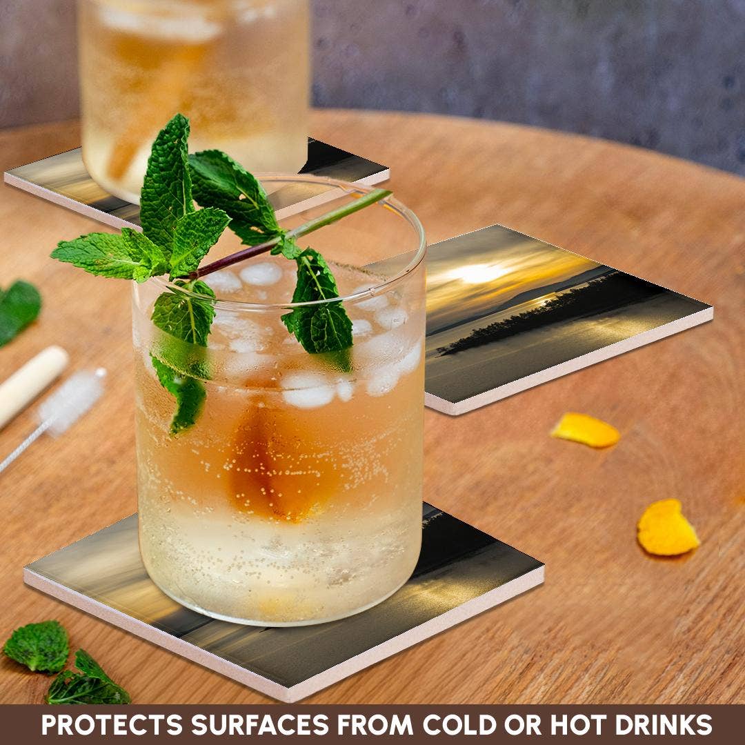 3dRose - Wholesale Coasters - 3dRose, WA. Winter sunset on Samish Bay, Lummi Island, Bellingham Bay., Coaster2