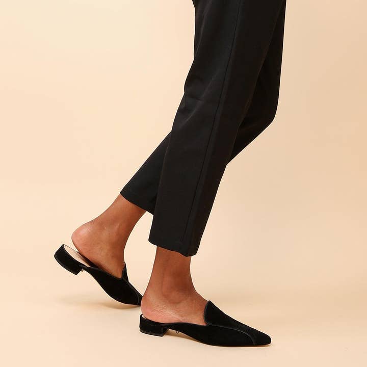 Black Suede Pointed Loafer + Marilyn Strap for wholesale by Alterre
