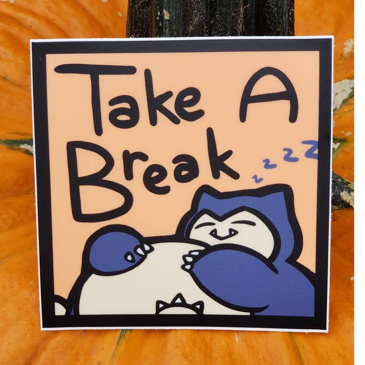 Snorlax: Take A Break 3"x3" Waterproof Vinyl Sticker for wholesale by waifuarts