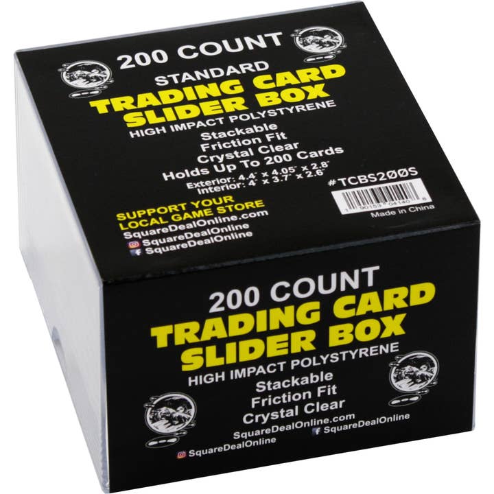 Trading Card Slider Box - 200 Card - High Impact Polystyrene for wholesale by Square Deal Recordings & Supplies