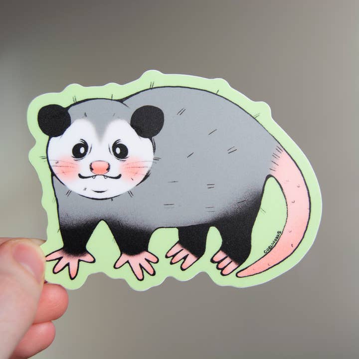 Opossum - Autocollant en vinyle de 3 po pour la vente par Curlworks
