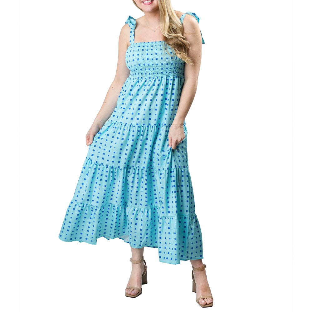 Top It Off - Wholesale Dress - Women's - Raquel Tiered Maxi Dress Smocked Bodice - On Sale2