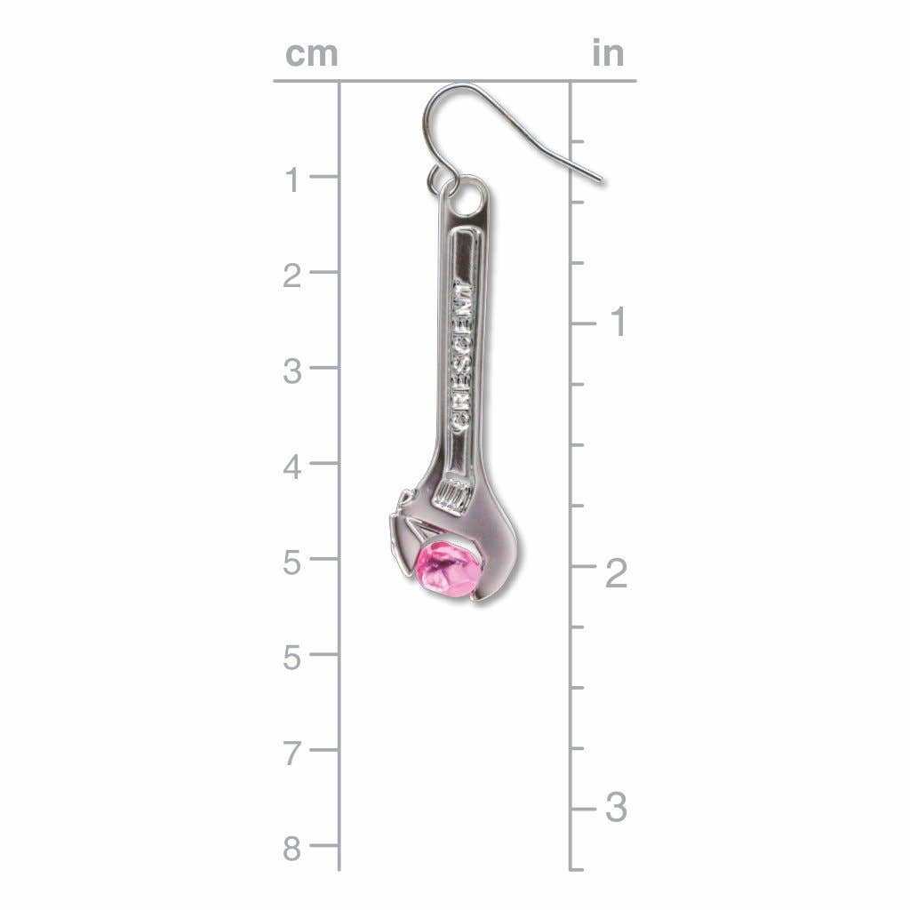 David Howell and Company - Wholesale Dangle Earrings - Wrenches For Wenches Pink Earrings, MADE in USA2