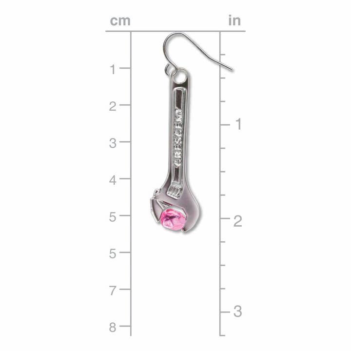 David Howell and Company - Wholesale Dangle Earrings - Wrenches For Wenches Pink Earrings, MADE in USA2