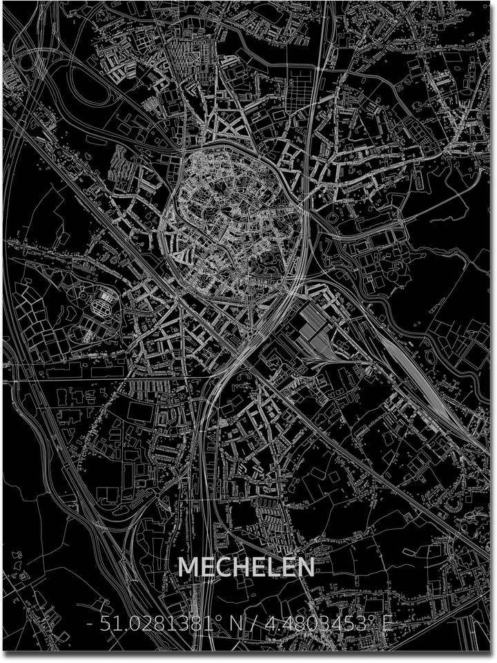 Citymap Mechelen | Aluminium wanddecoratie voor wholesale door Brandthout.