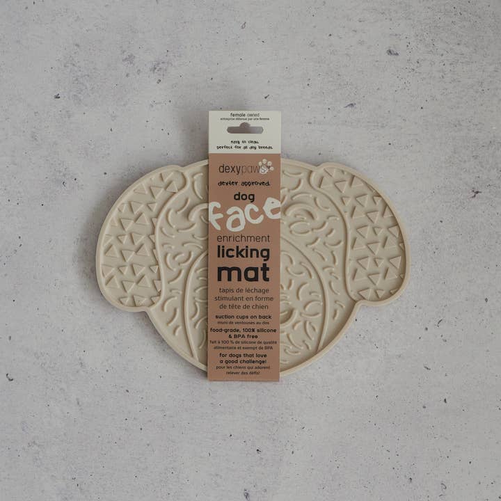 dexypaws - Wholesale Pet Food Mat - Dog - Cream Dog Head Enrichment Lick Mat