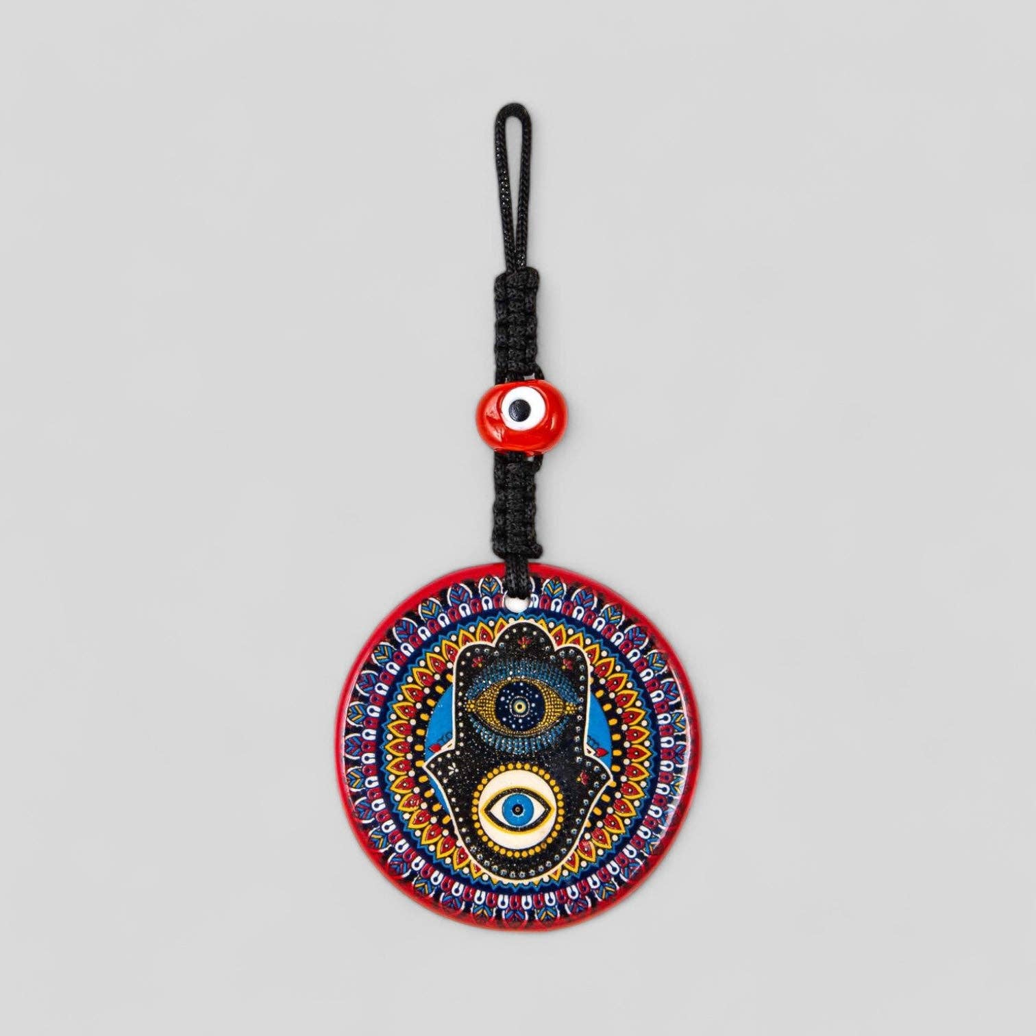 Guzel Handcrafts - Wholesale Wall Accent - Wall Hanging Ceramic Evil Eye Nazar Boncuk Mal De Ojo, Modern Boho Style Home Decor -- Evil Eye Hamsa Hand0
