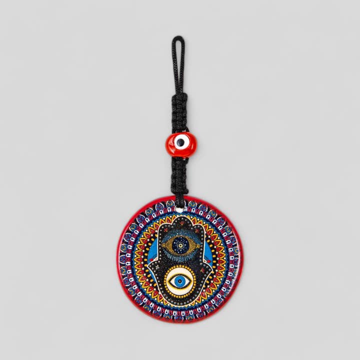 Guzel Handcrafts - Wholesale Wall Accent - Wall Hanging Ceramic Evil Eye Nazar Boncuk Mal De Ojo, Modern Boho Style Home Decor -- Evil Eye Hamsa Hand
