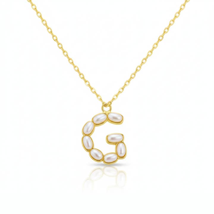 Ellison+Young - Wholesale Halskettinghanger - Parelmozaïek Initiaal Hanger Ketting5