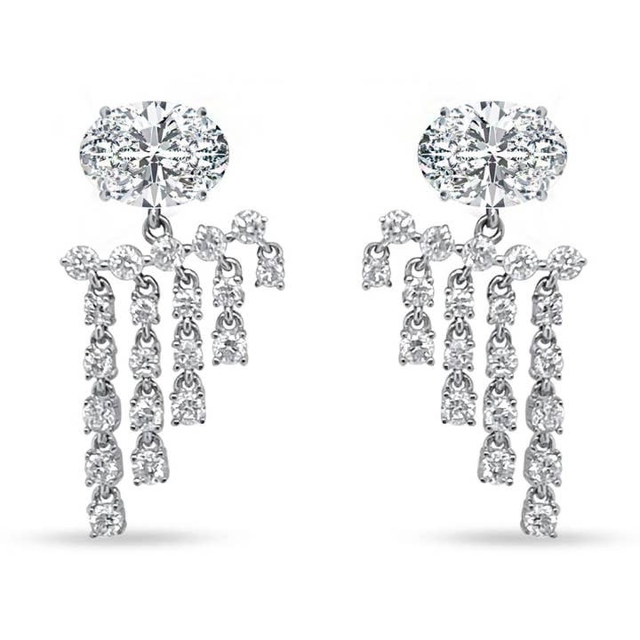 Pendientes de Diamante con Flecos | Corte Ovalado 1.5ct Diamante de LAB para venta al por mayor de Meira T